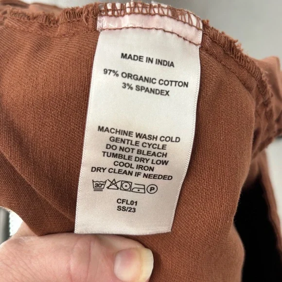 QUINCE organic stretch cotton twill barrel Rust Wide-Leg Pant Sz 16 office - Picture 7 of 11